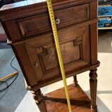 Antique bedside table in solid wood, turned base