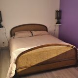 Two-seater vintage rattan bed 140 x 200 cm
