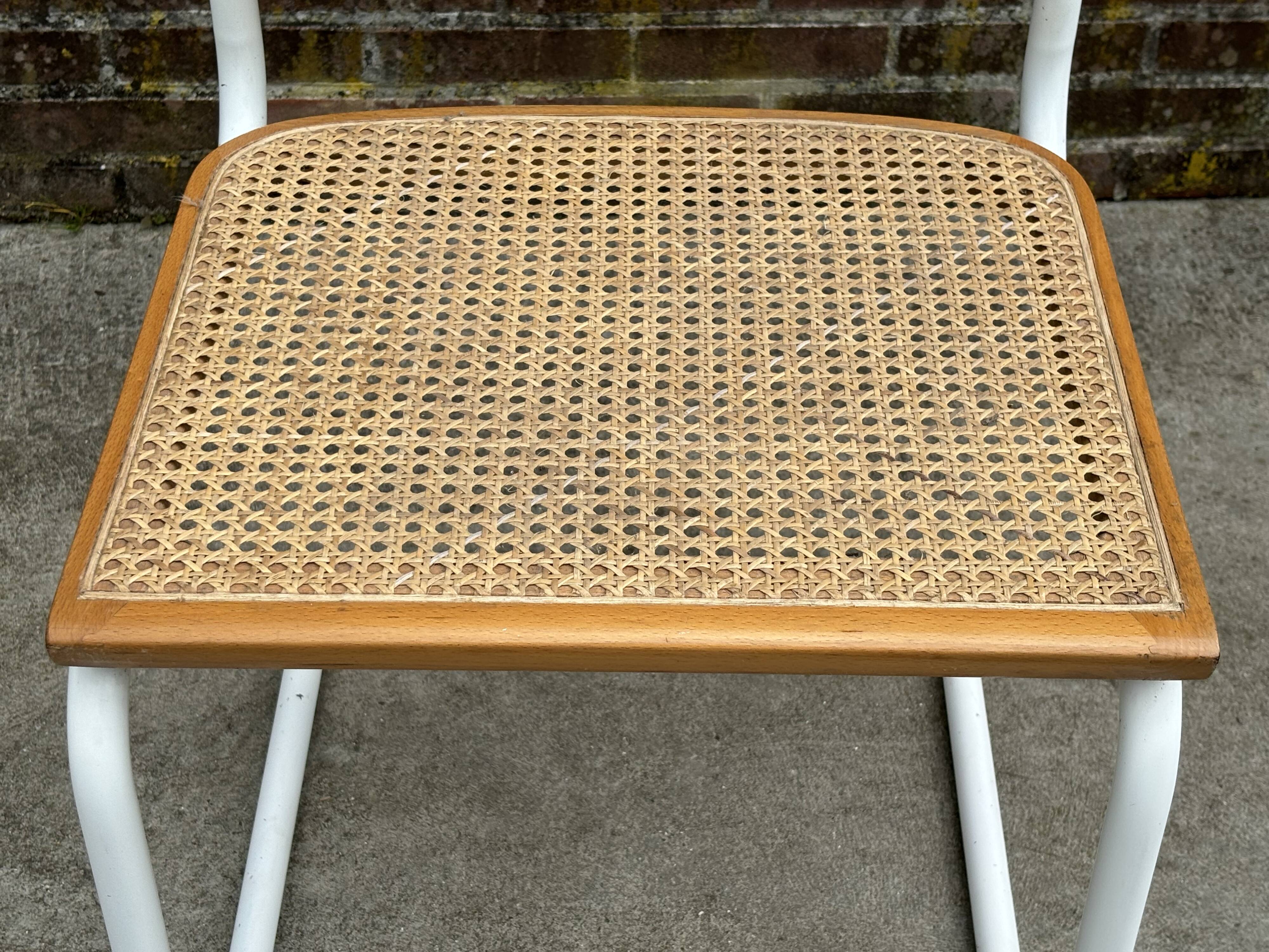 Cesca chair b32 model in white and wood by Marcel Breuer