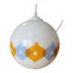 Suspension ball in opaline white geometric patterns orange and blue years 60/70