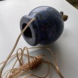Pied de lampe boule en grés bleu