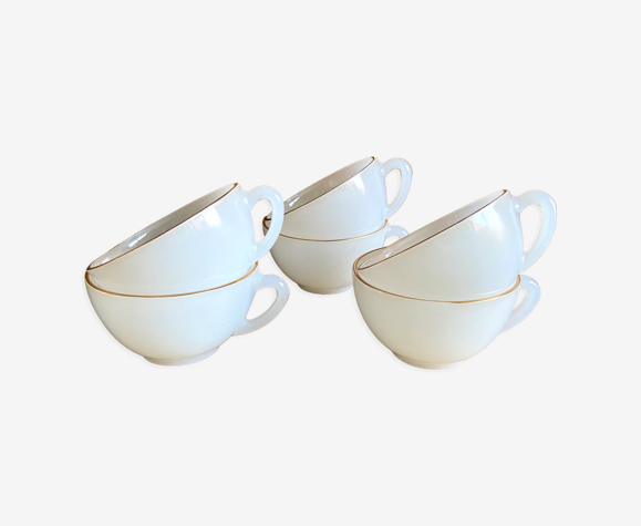 6 tasses Arcopal France en opaline blanche