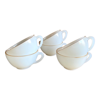 6 Arcopal France cups in white opaline