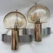 Pair of mid-century modern italian glass and metal wall lights