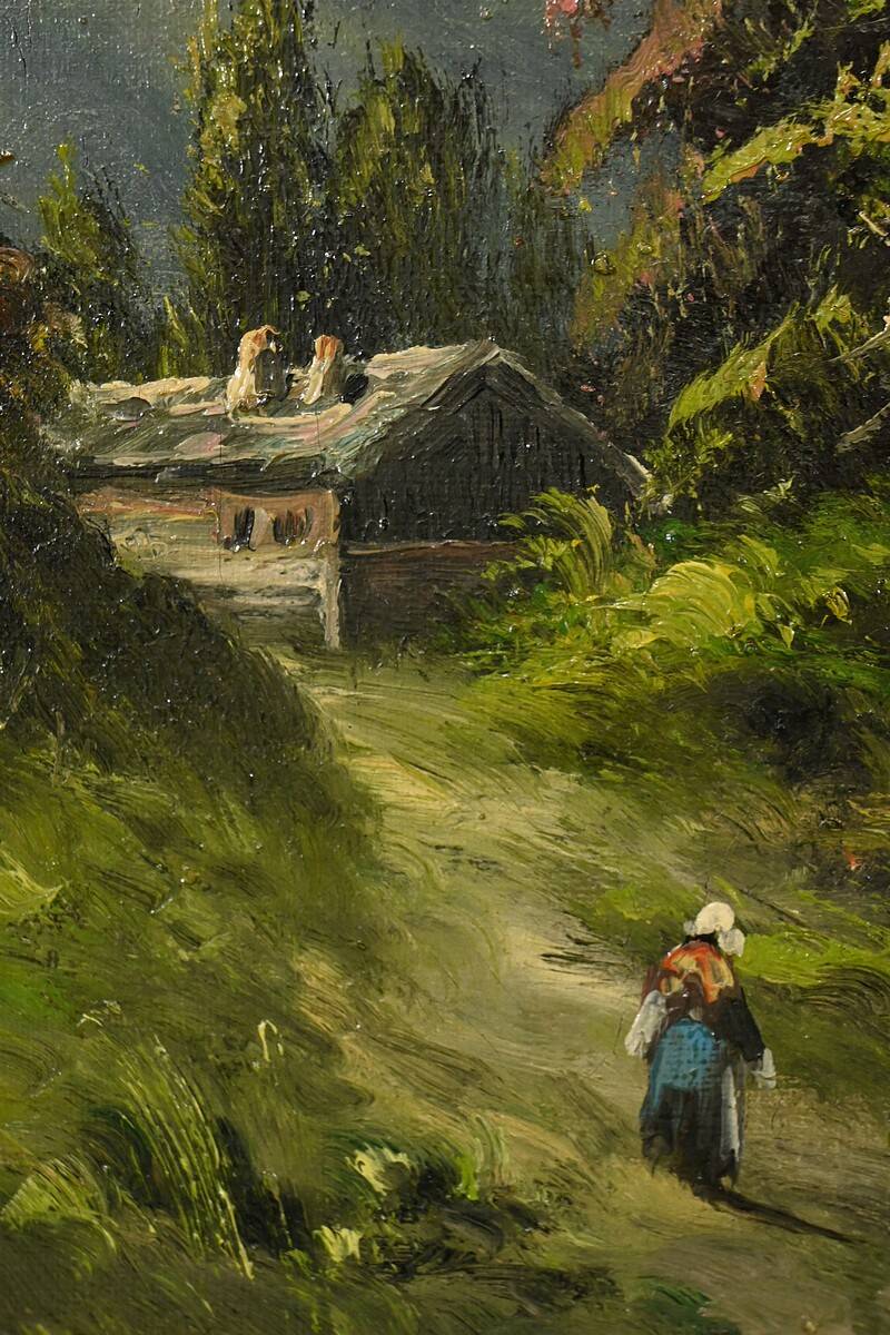 Oil on canvas "Mountain Landscape", signed C. Lion – Late 19th century