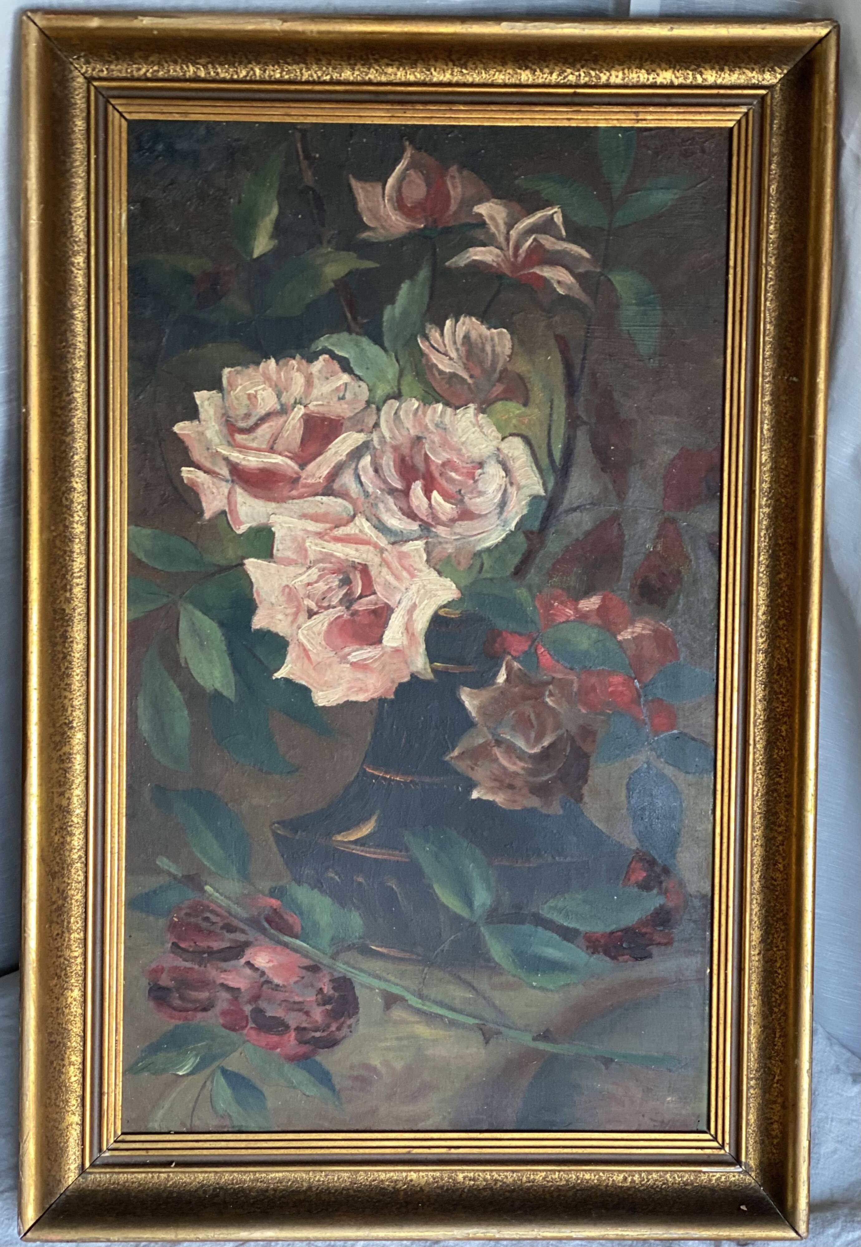 Tableau de pietr alberti, bouquet de fleurs (roses) nature morte