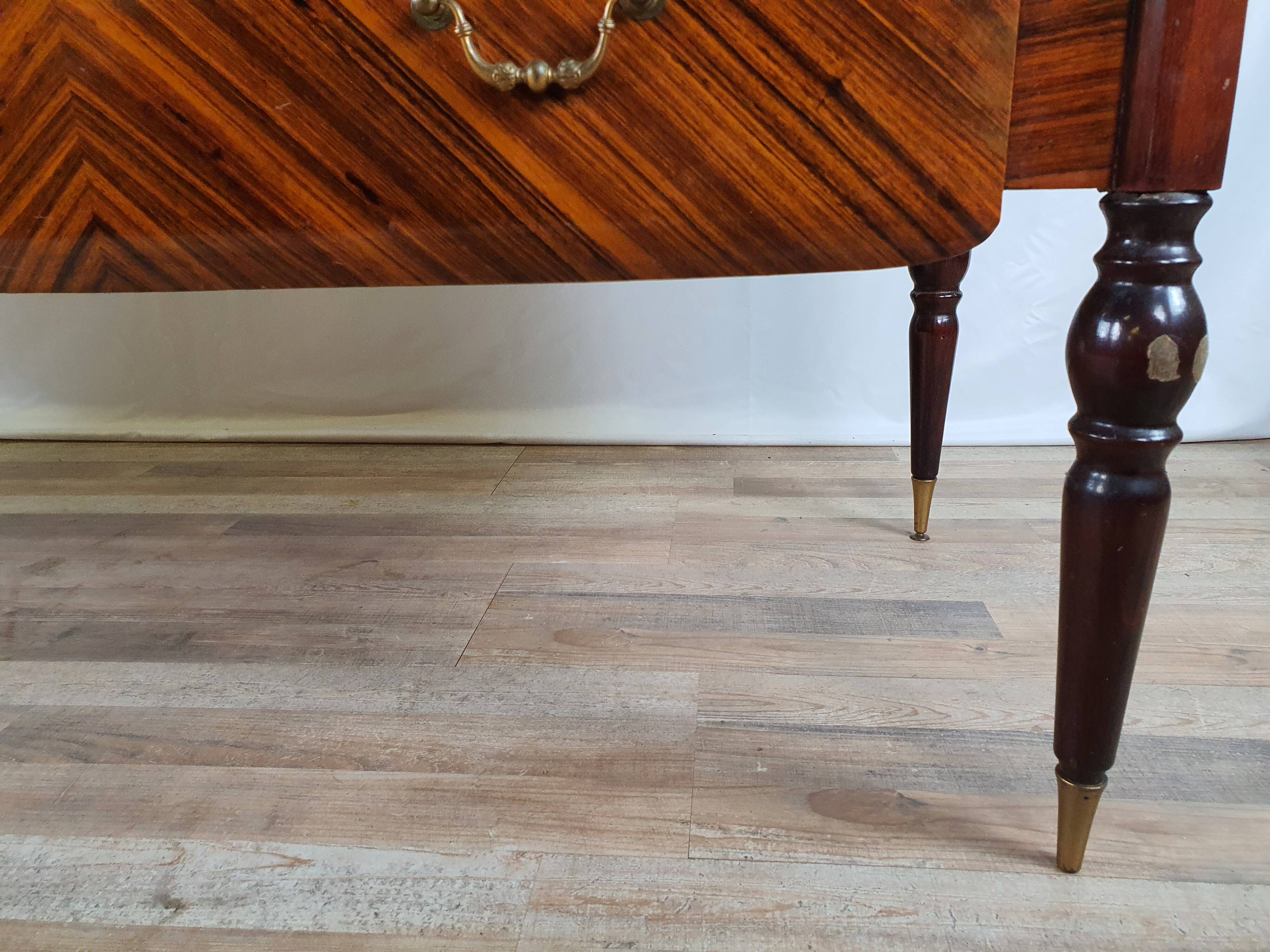 1960s sideboard in mahogany, glass and brass