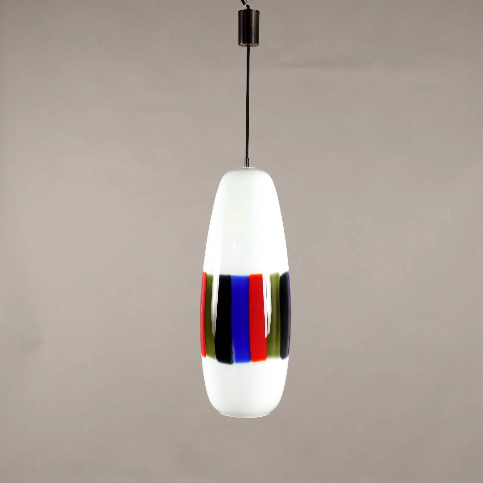 1960s vintage suspension attributed to Massimo Vignelli in glass.