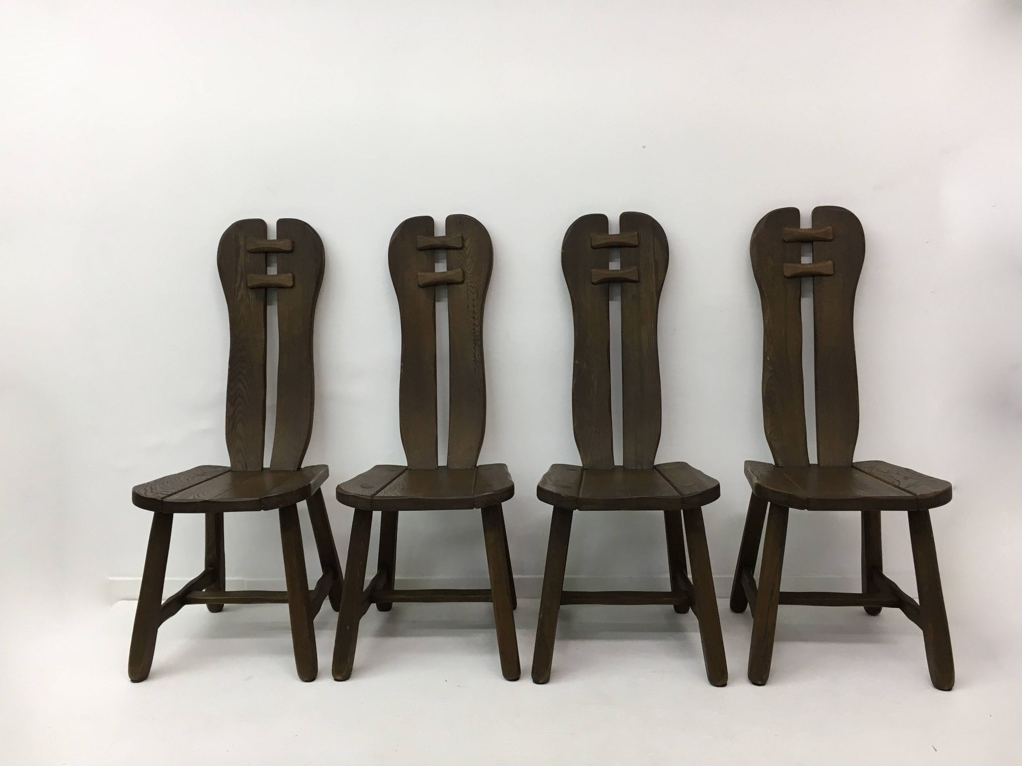 Set of 4 Belgian Brutalist Dining Chairs from De Puydt, 1970’s