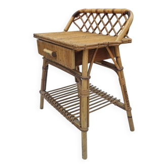1960s rattan bedside table