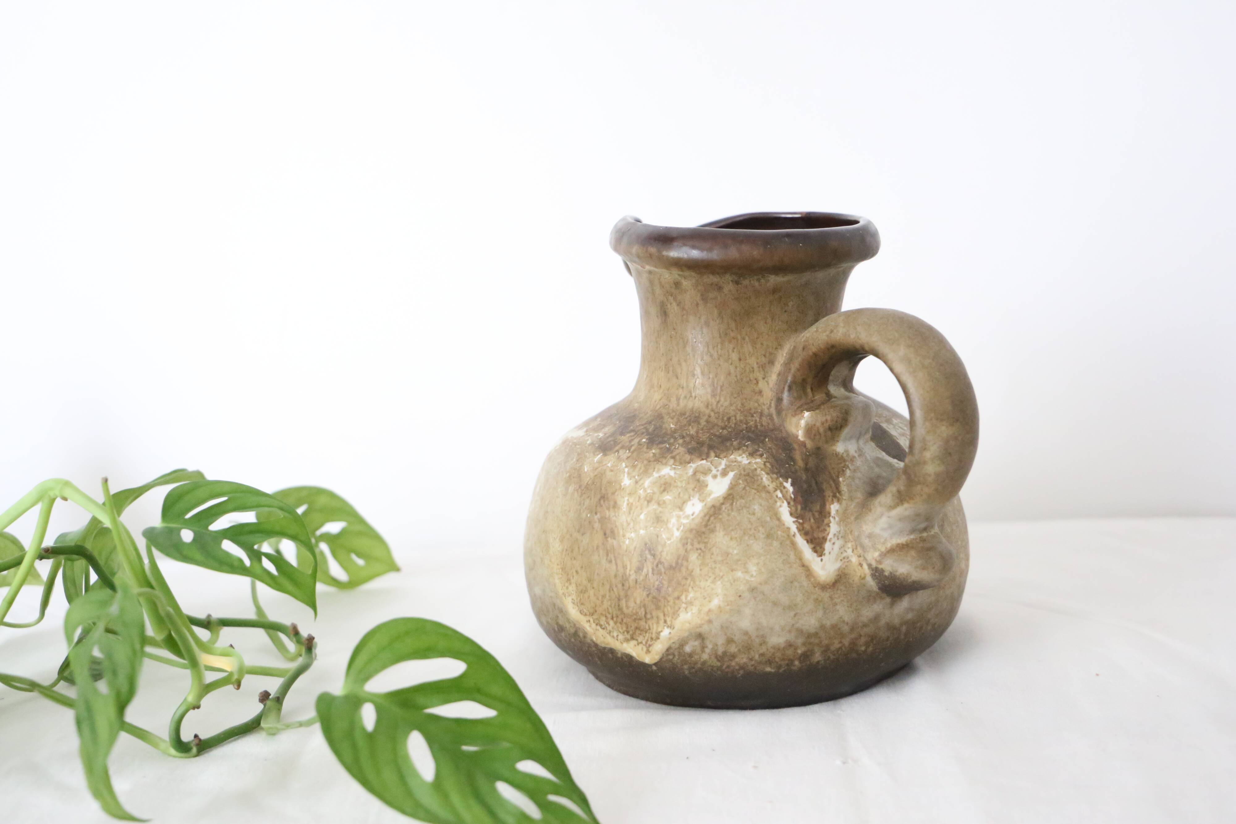 Earthen jug, German pottery, West Germany, vintage