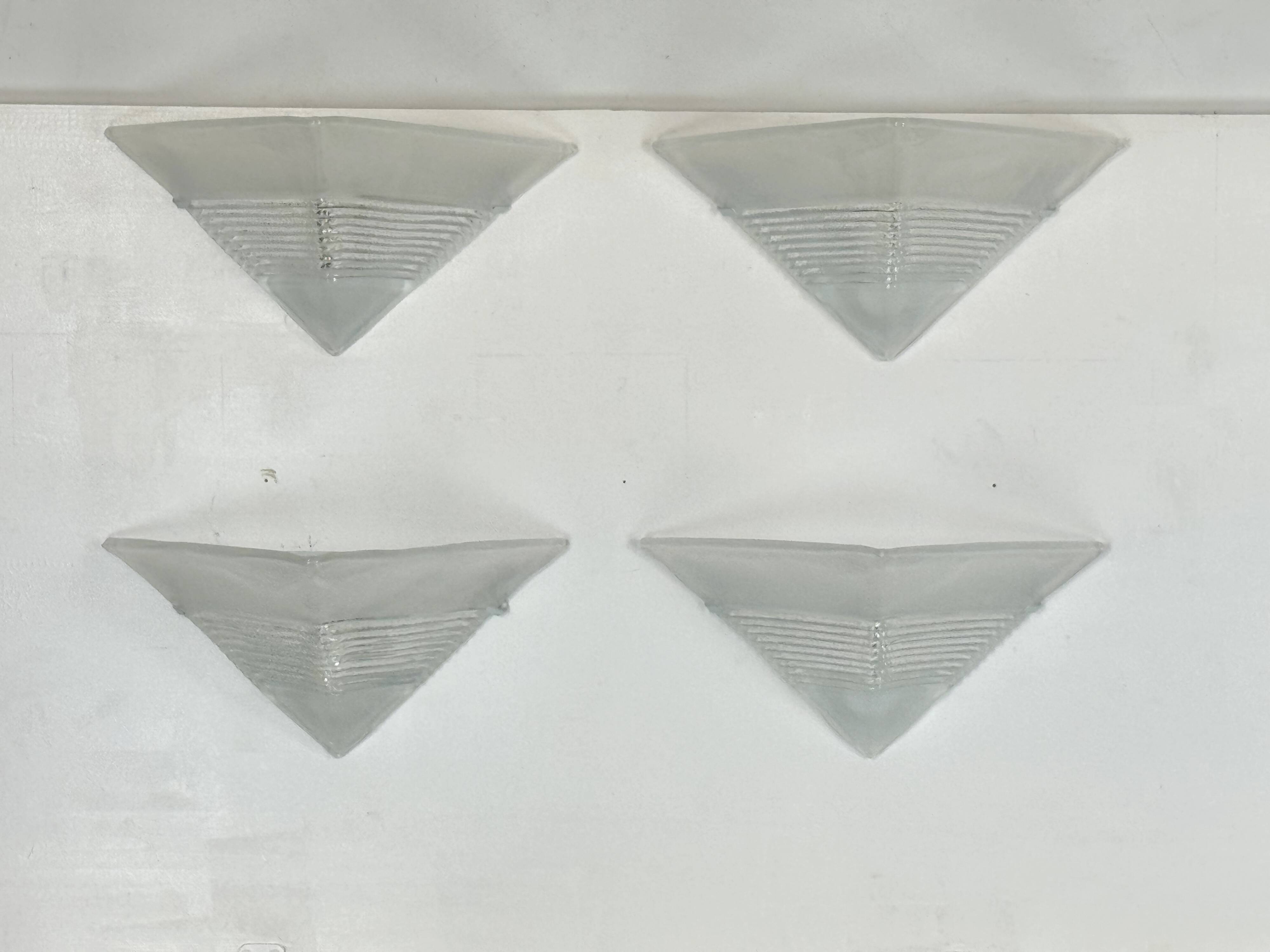 Postmodern Set of four large thick murano glass sconces by Mazzega. Italy 1980s