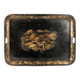 Very large painted sheet metal tray, Napoleon III