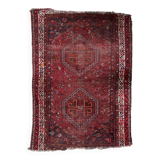 Antique Persian Shiraz handmade distressed rug 93 x 126 cm 1900s