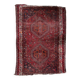 Tapis ancien persan Shiraz fait main, usé, 93 x 126 cm, années 1900.