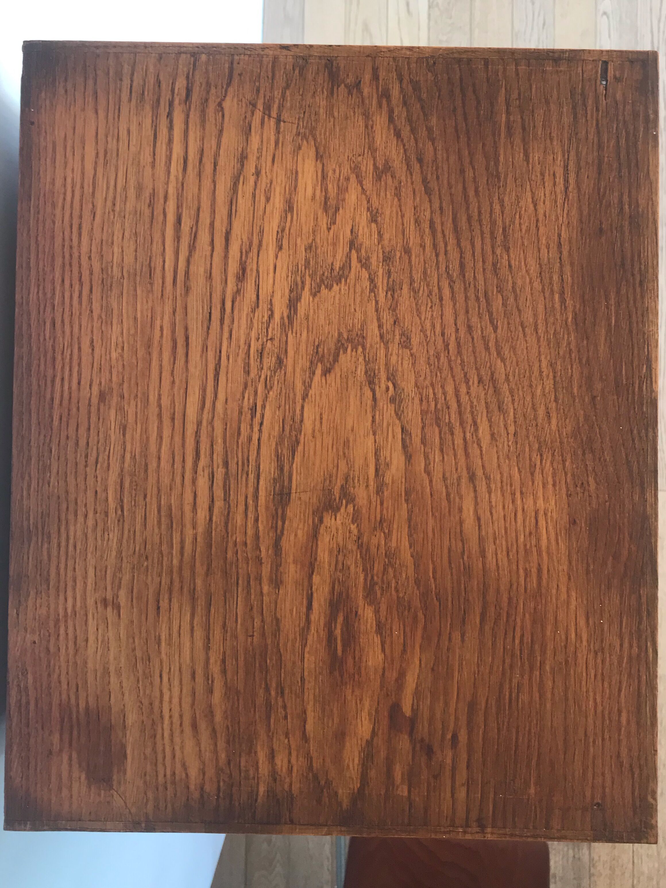 Vintage curtain binder in solid brown oak year 50