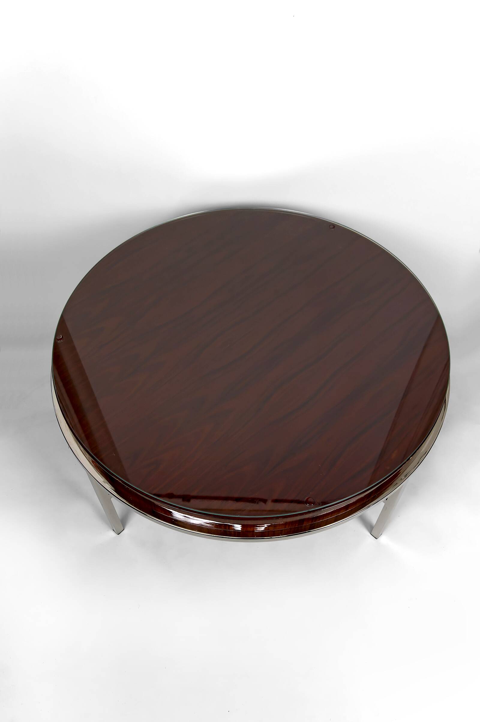 Modernist Coffee Table – Chrome & Exotic Wood – Italy, Circa 1960-1970