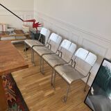 Postmodern Architectural Chairs in Stainless Steel, France, 1980