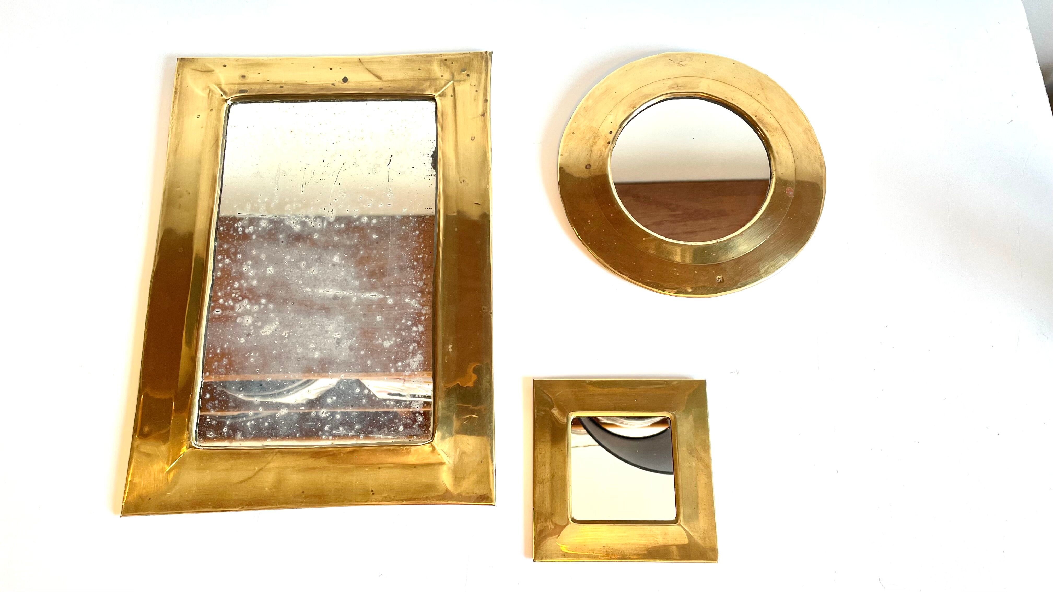 Trio de miroirs en laiton vintage