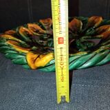 Vintage basket made of woven and glazed ceramic