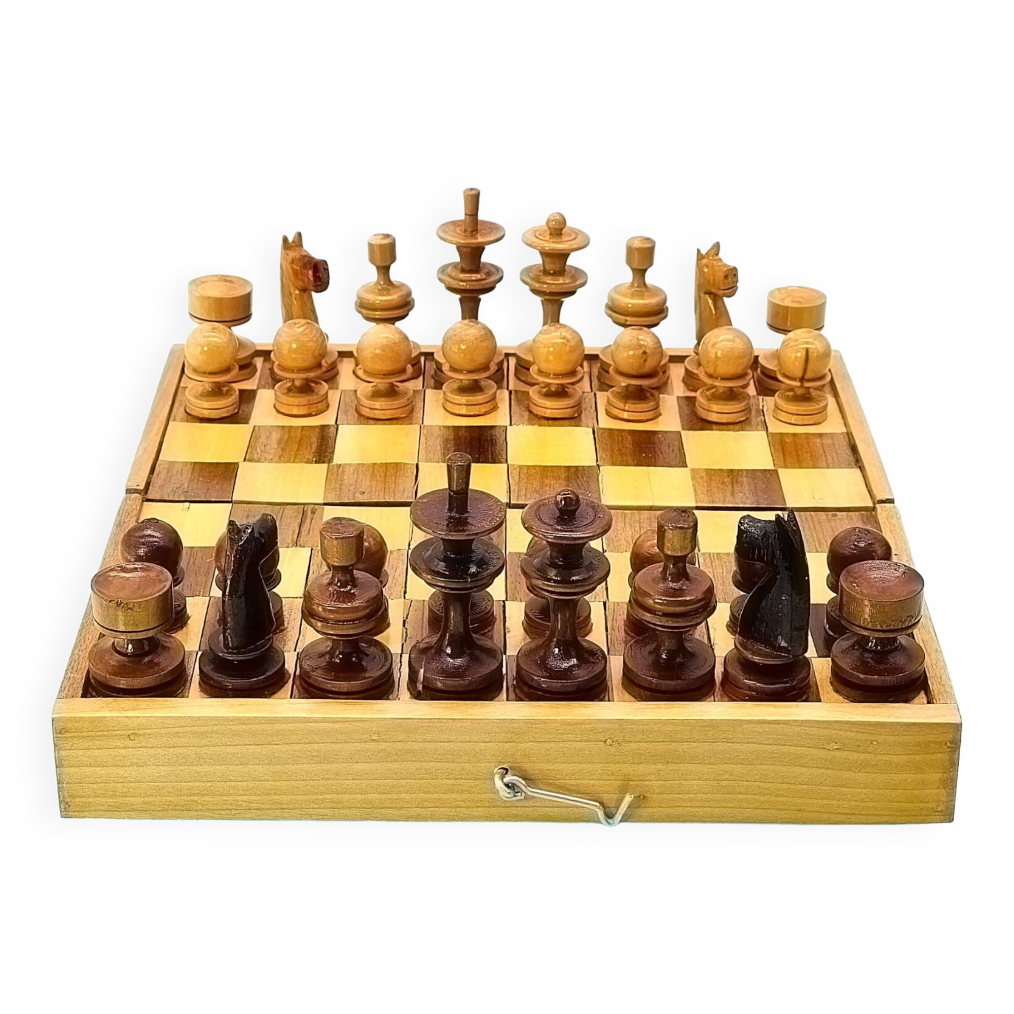 Jeu d'échecs en bois de style art déco
