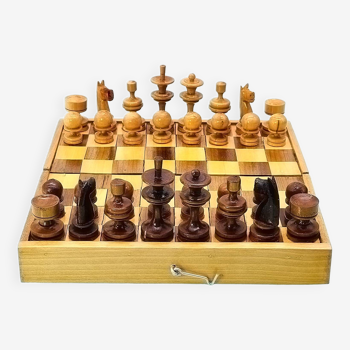 Jeu d'échecs en bois de style art déco