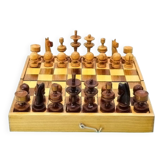 Jeu d'échecs en bois de style art déco