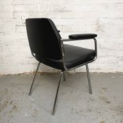 Space Age Black Leather Armchair, 1970s
