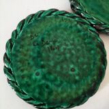 Pair of enamelled woven ceramic trinket trays signed BL, Le Brusc (Var)