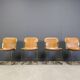 Vintage brass and cognac leather dining chairs by Willy Rizzo for Cidue set of 4