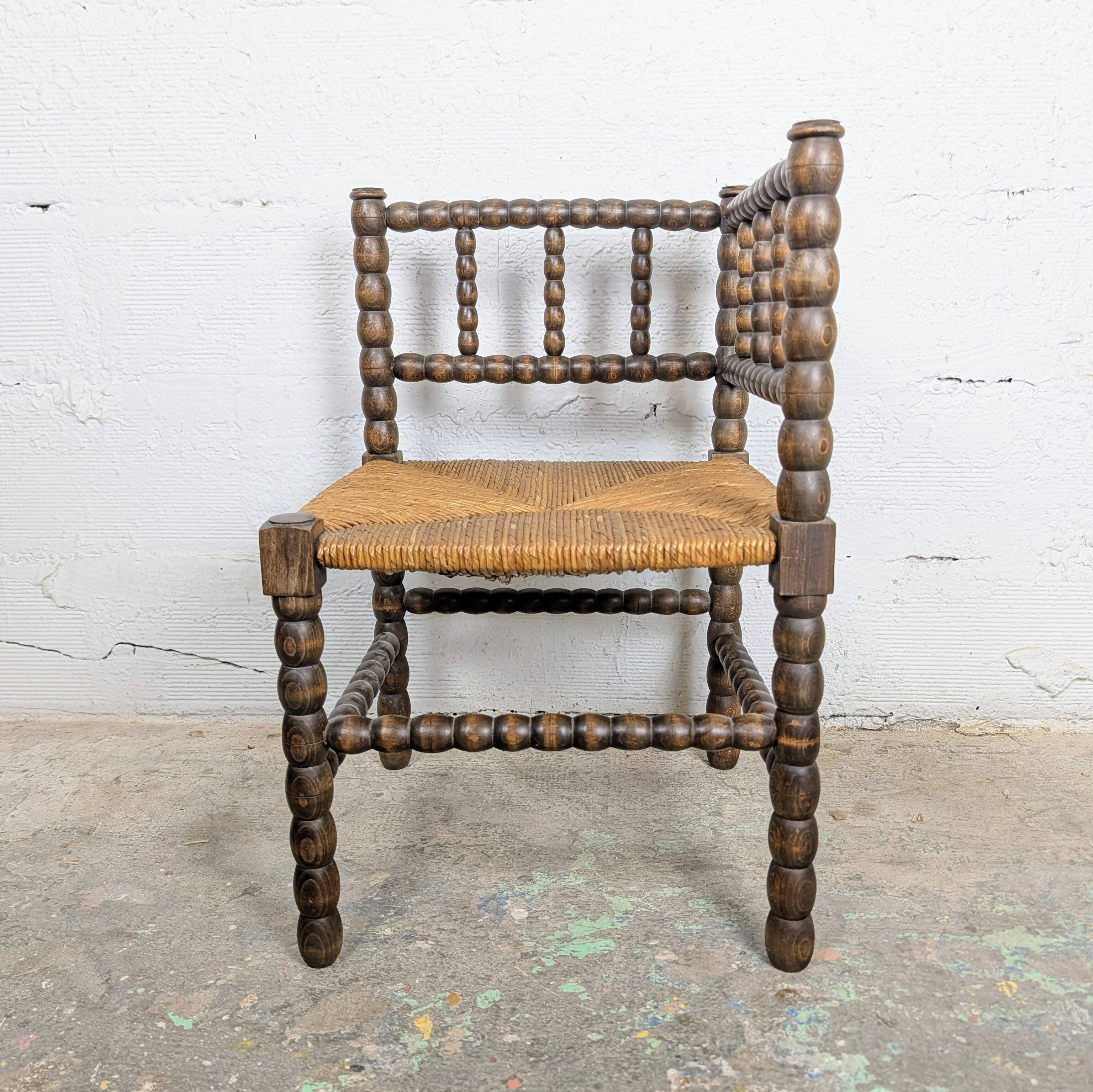 Turned wooden corner chair