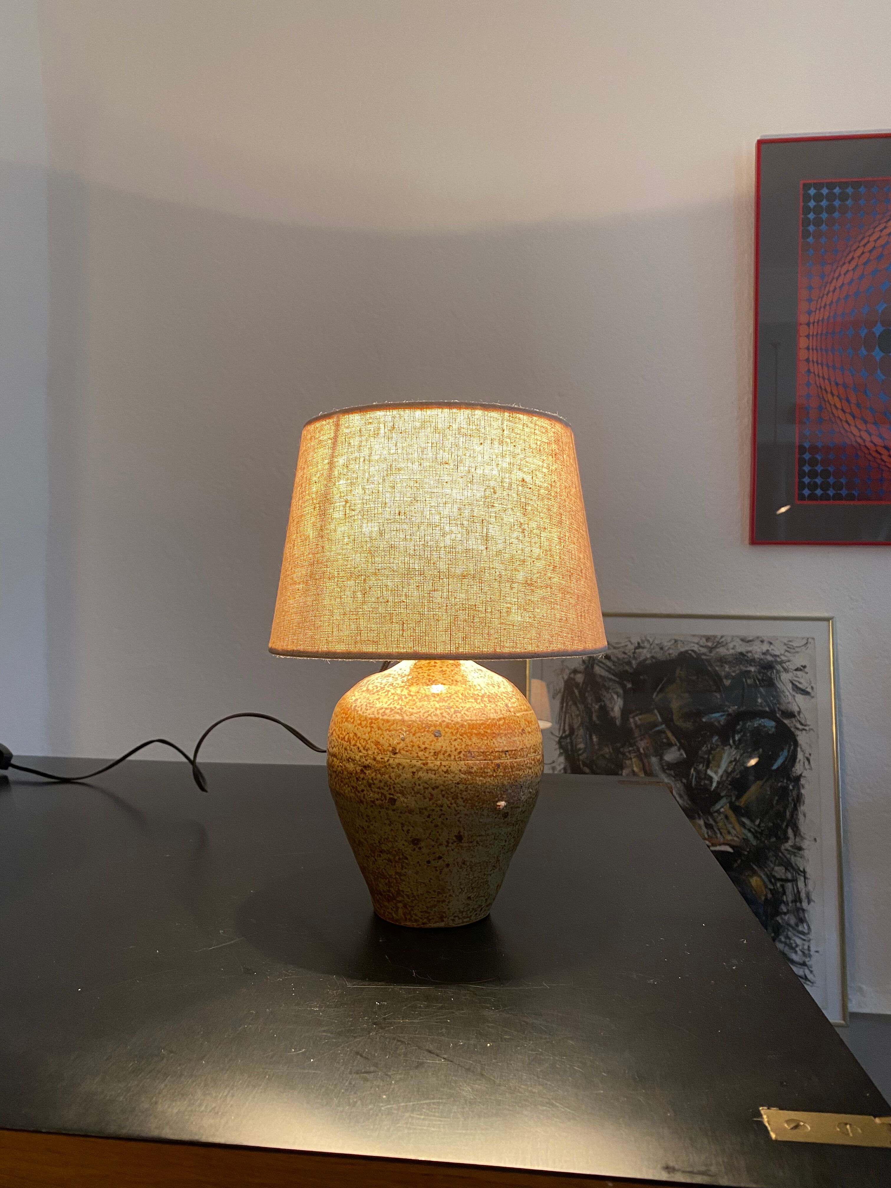 Vintage pyrity stoneware lamp