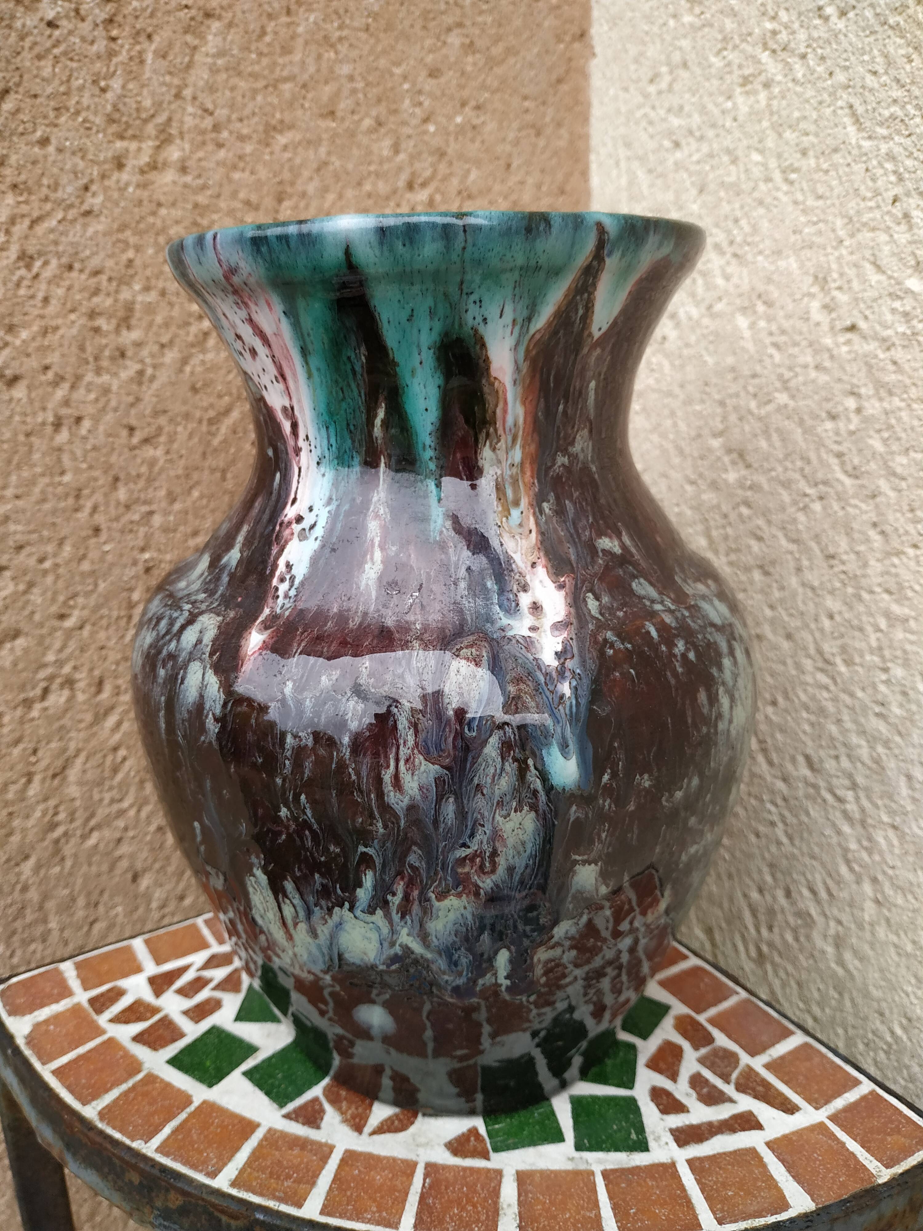 Vase in sandstone enamelled with the puisaye