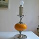Vintage lamp base yellow and chrome metal circa 1970