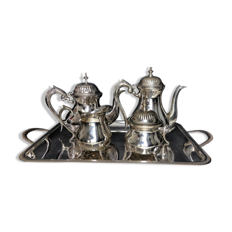 Silver metal tea and coffee service