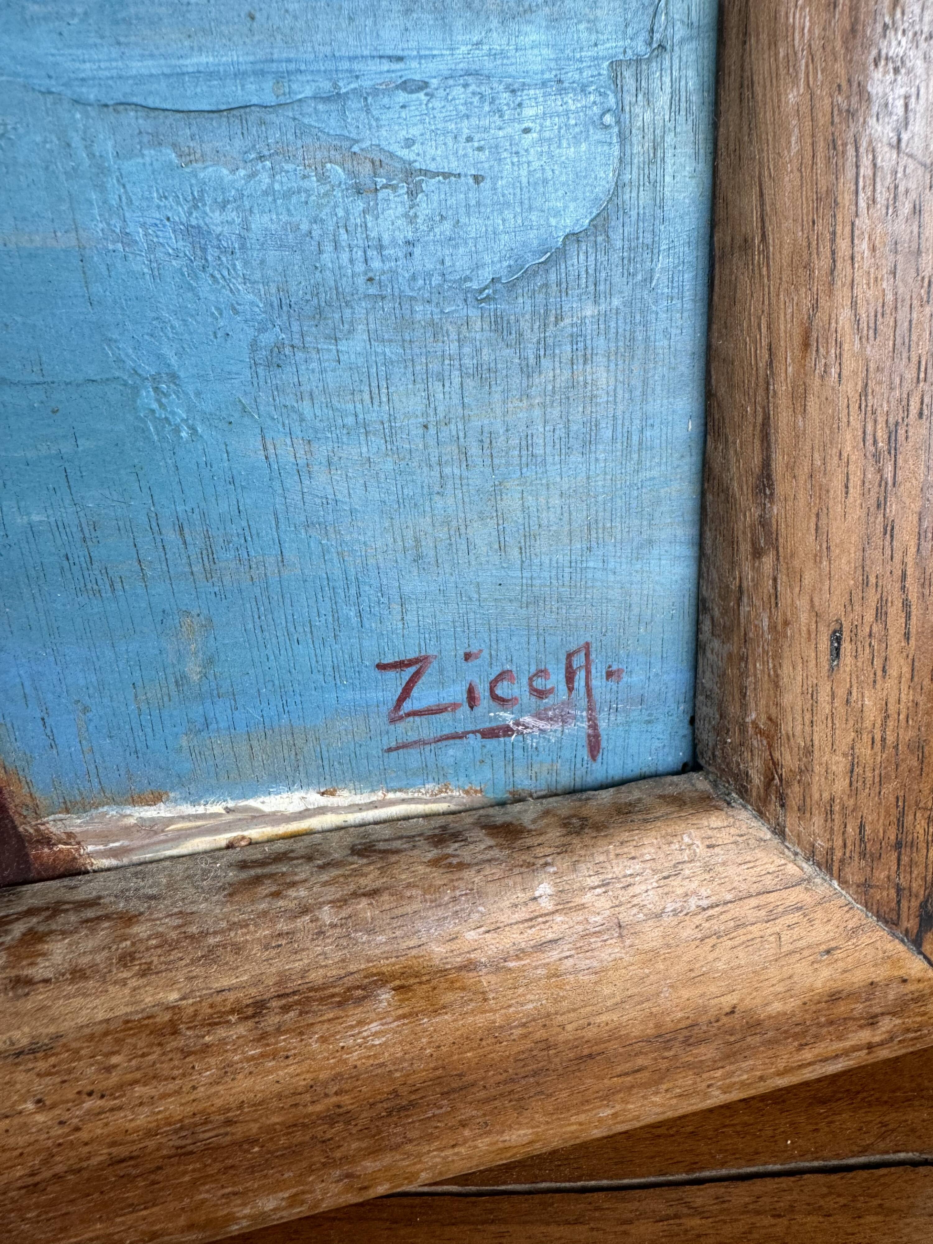 Saint Tropez Oil On Panel Signed By Zicca XX Eme