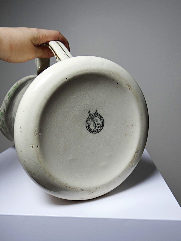 Grand broc de toilette ancien faïence Hamage Moulin des Loups