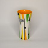 Vase Saint-Clément painted by hand - geometric decoration 1950