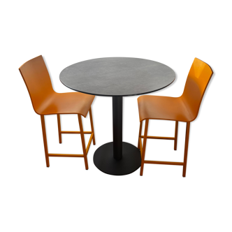 Table haute en céramique & 2 chaises