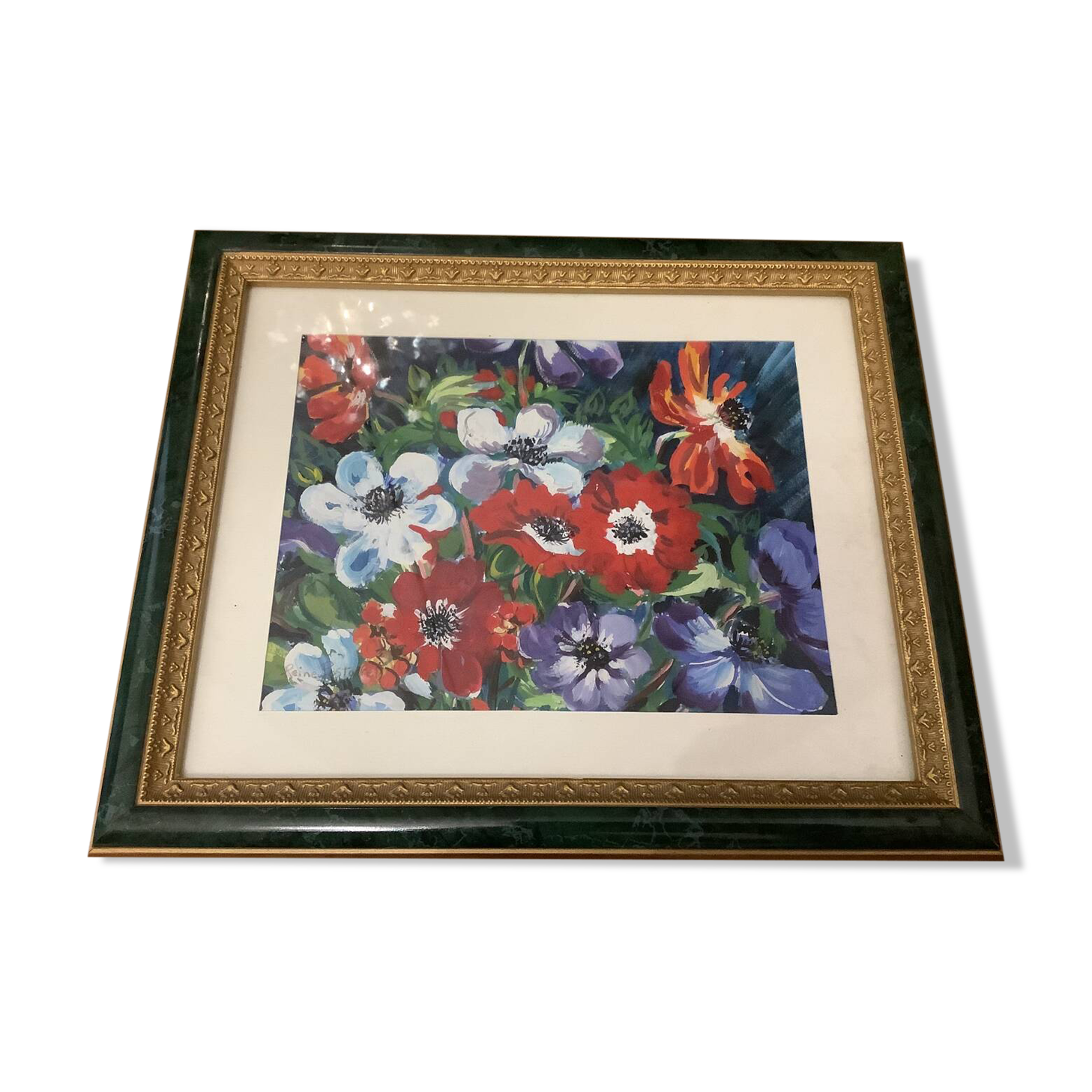 Framed painting 35X28 cm Anemones