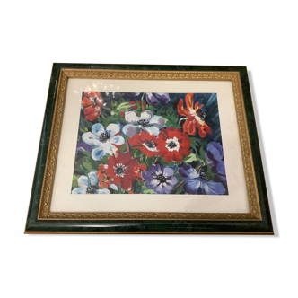 Framed painting 35X28 cm Anemones