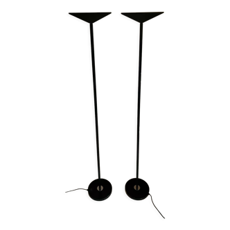 Pair of vintage geometric floor lamps model "206863" , Pierre Disderot for Glass and Light, France 1980