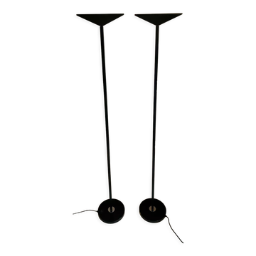 Pair of vintage geometric floor lamps model "206863" , Pierre Disderot for Glass and Light, France 1980