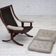 1970s, Norwegian design armchair, blend wool fabric, bent wood.