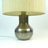 Vintage Pewter and Silk Desk Table Lamp Germany 1960 Minimalist Design