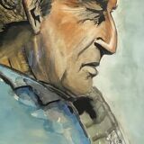 Portrait d’un vieux marin signé Arlo, aquarelle