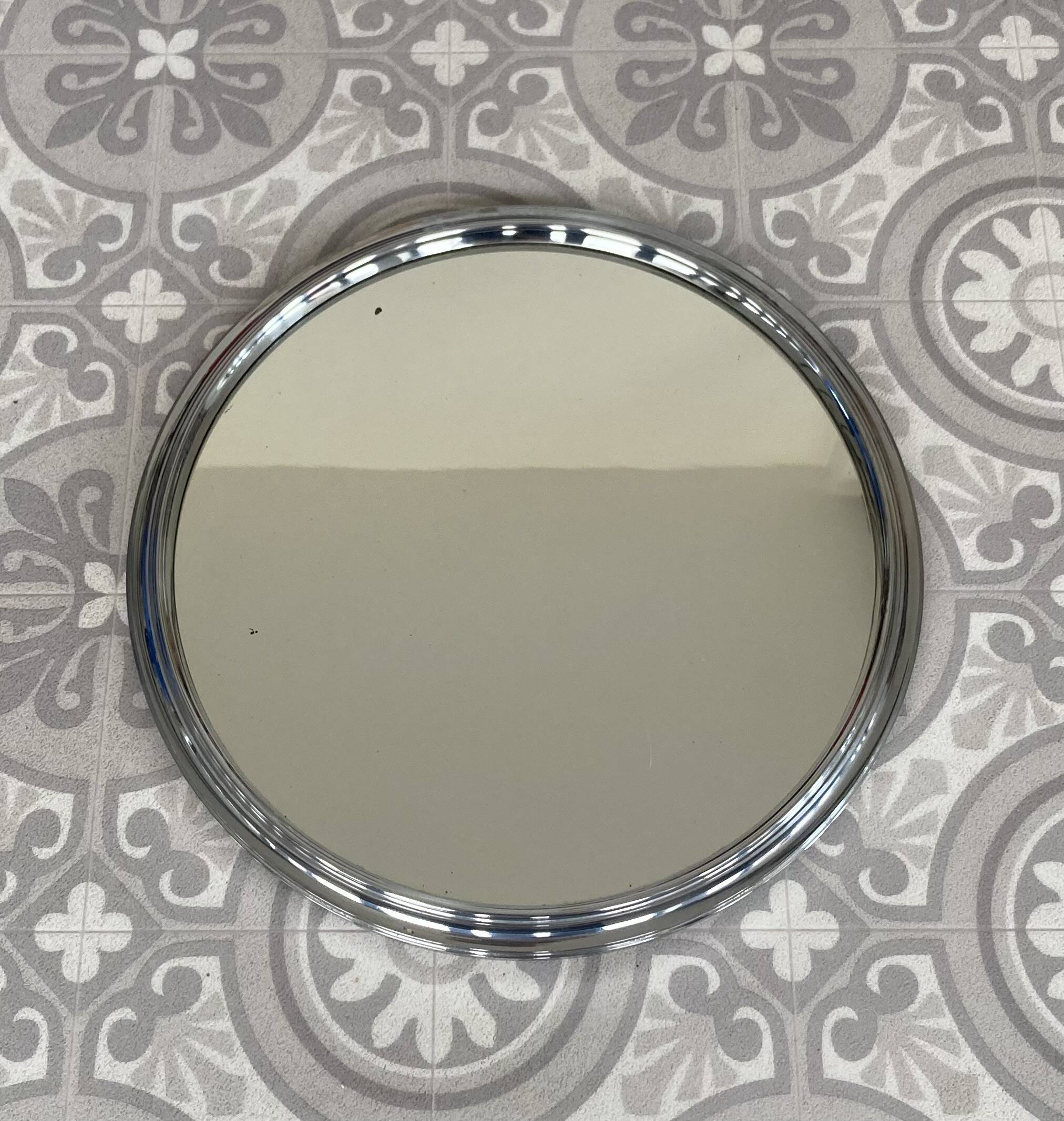 Art Deco silver contour mirror tray