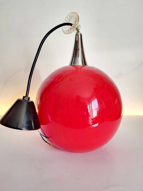 Suspension Space Age Rode en émail opalin avec finition chromée, vers 1960