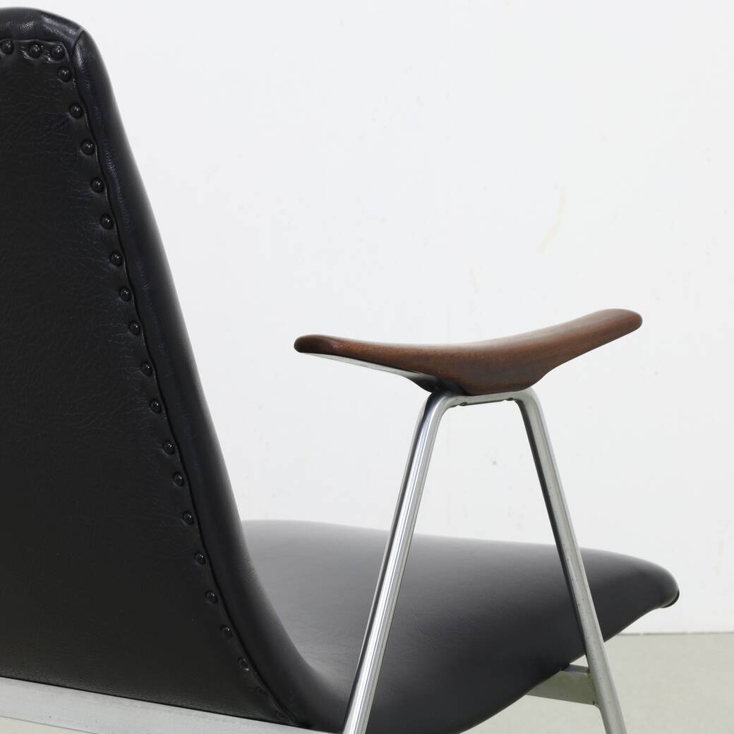Vintage Lounge Chair in Leatherette and Metal, 1960s