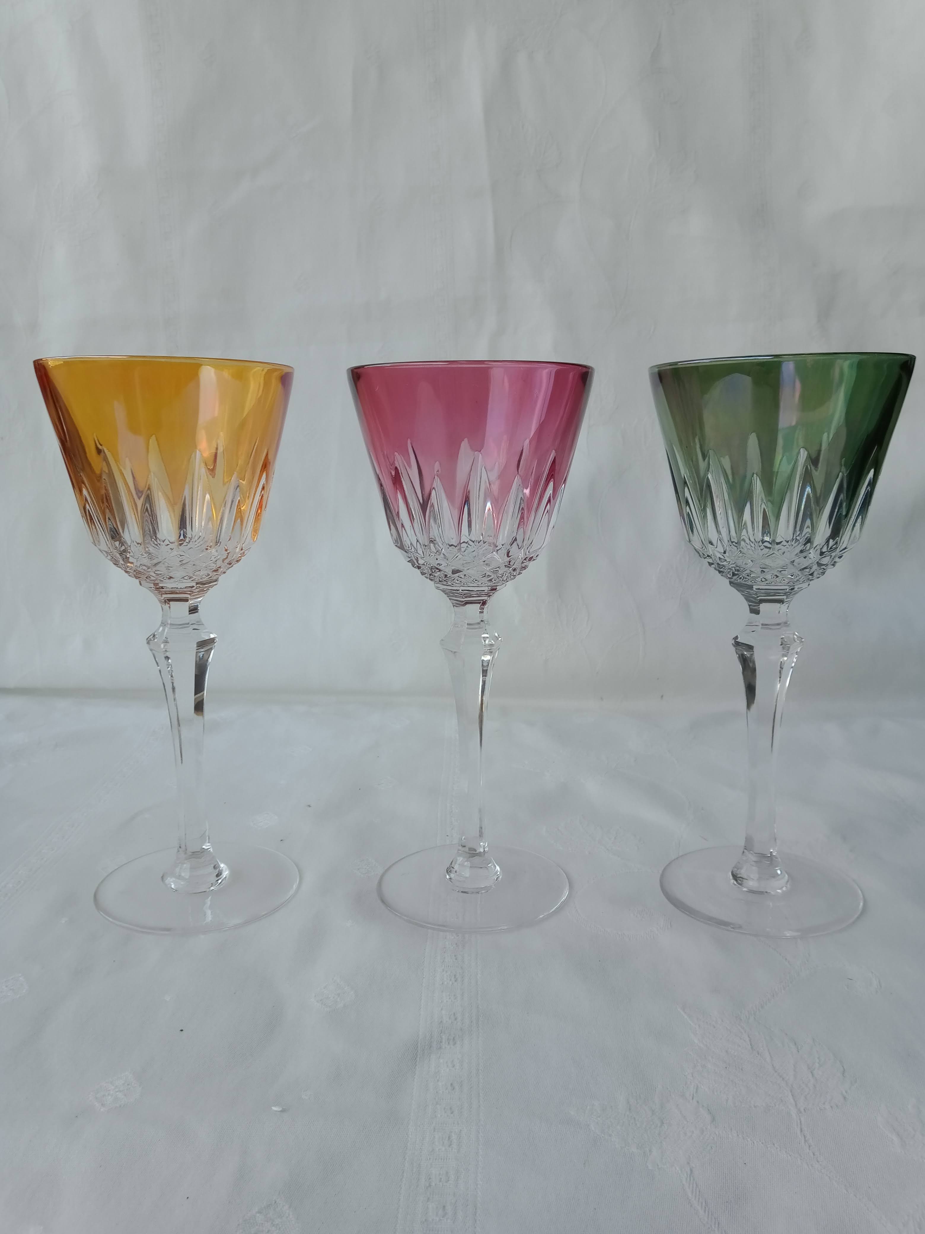 Colored crystal foot glasses